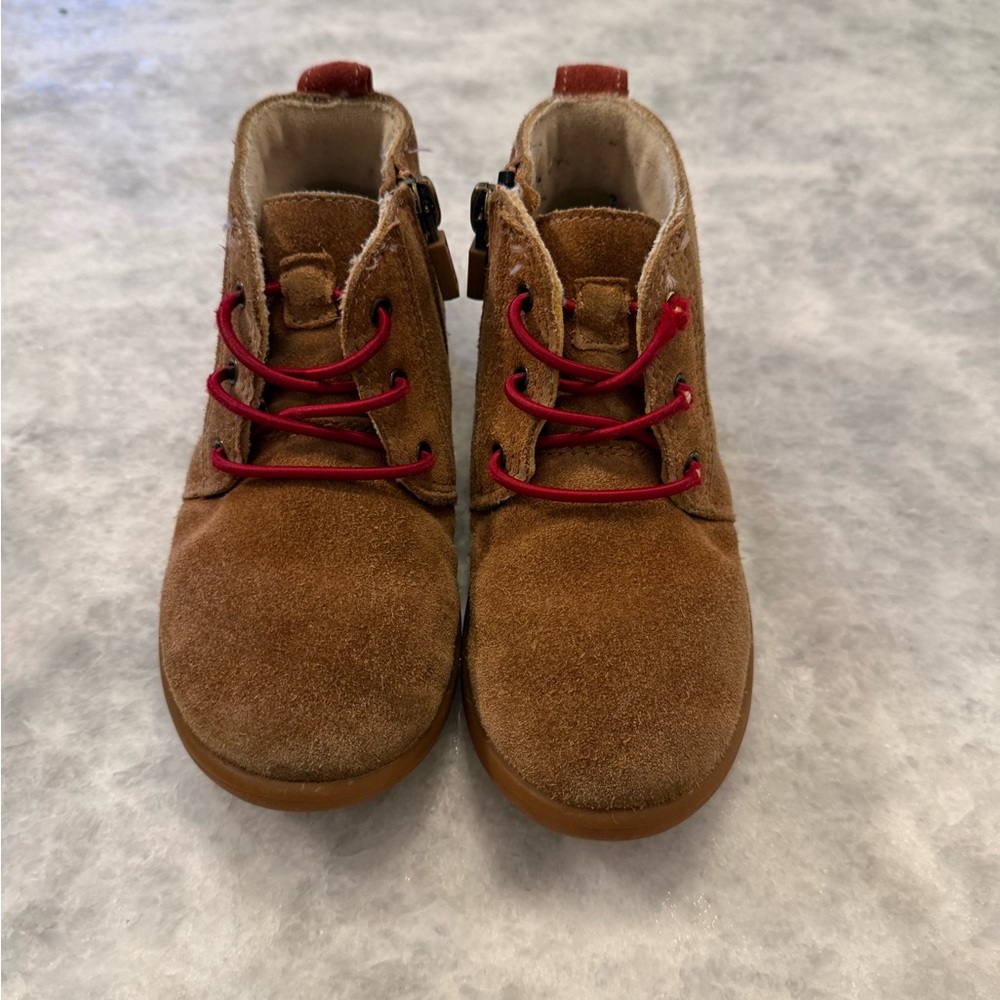 UGG Kids Tan Boots with Red Laces